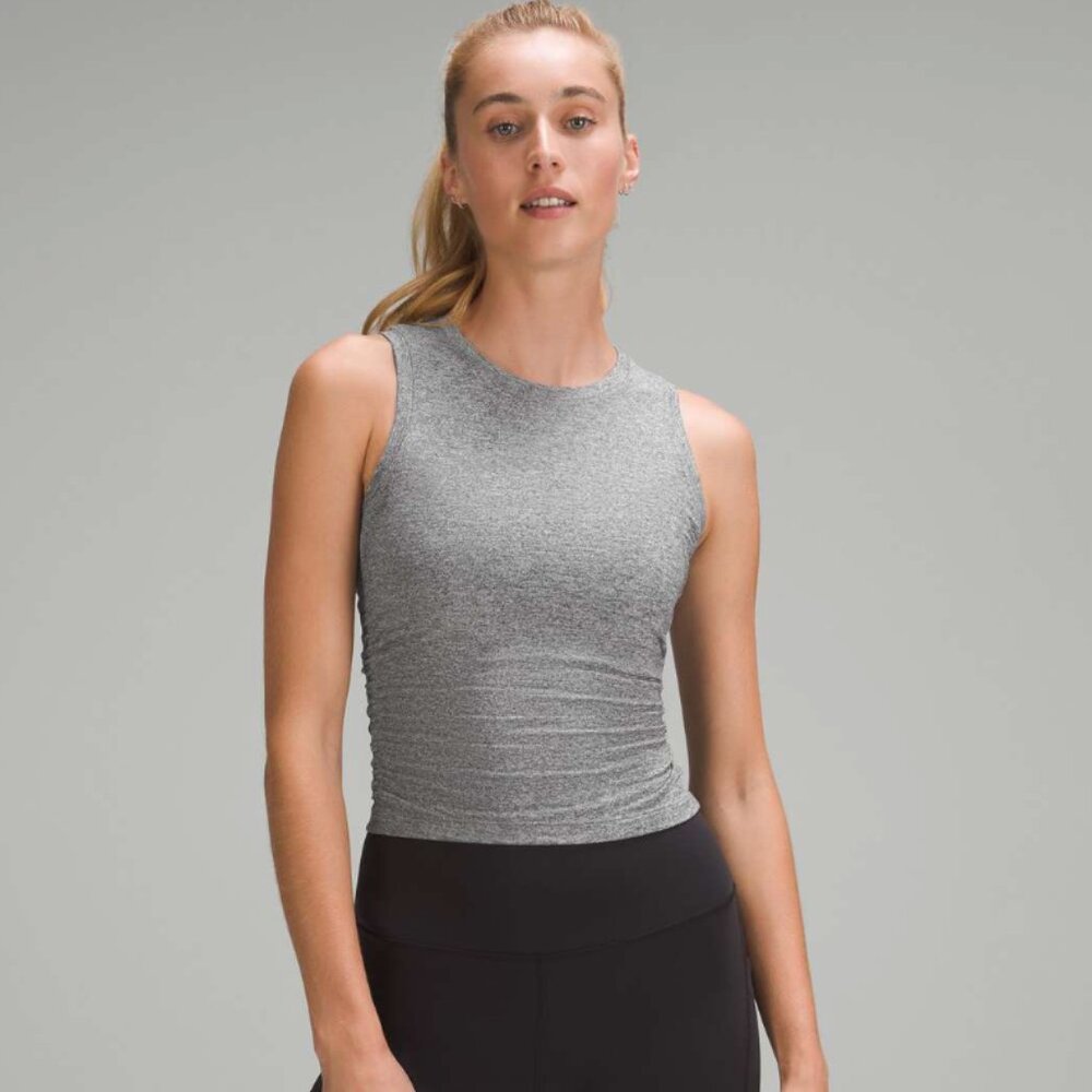 Lululemon License to Train Tight-Fit Tank Top in Heathered Black size 6